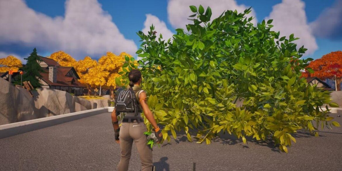 Verstoppen in verschillende struiken die je in Fortnite hebt gegooid